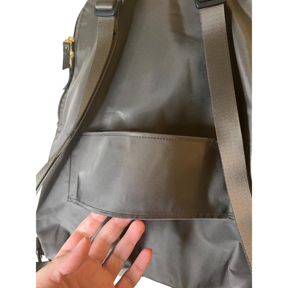 TUMI Silver Nylon TUMI Logo Front Zip Pocket Top Handle Backpack - Picture 4 of 11